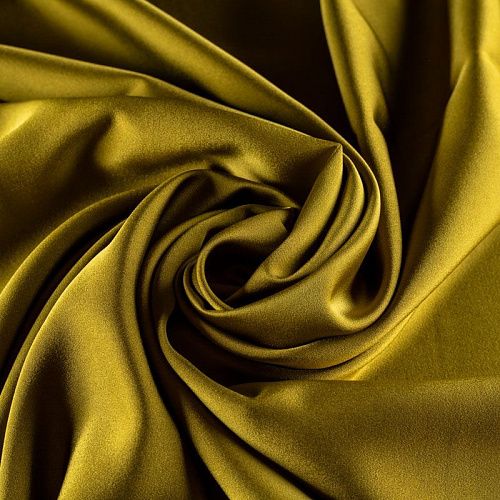 Шелк синтетический стрейч К1-391 золотисто-оливковый однотонный