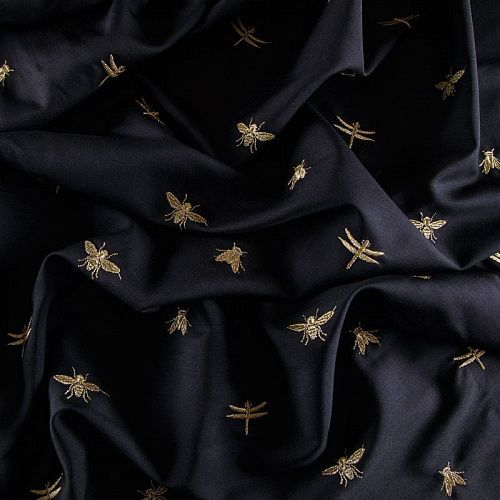 Ткань костюмная с вышивкой 025-12279 черный