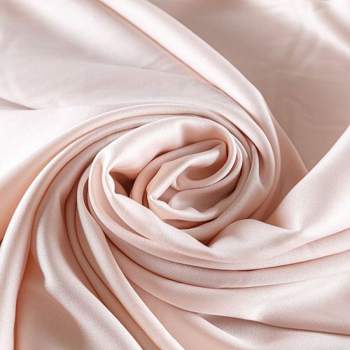 Креп-атлас стрейч 001-09716 пудровый однотонный