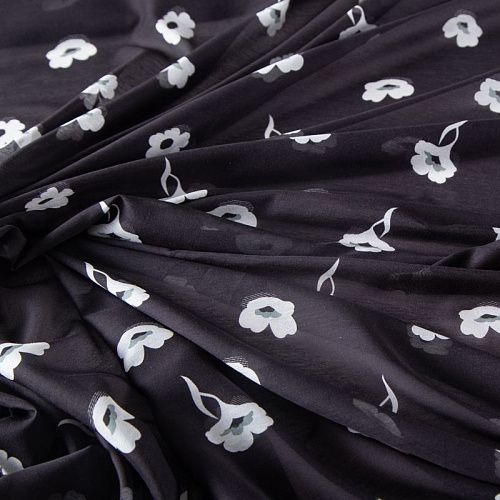 Шелк-батист 064-20100 черный принтованный