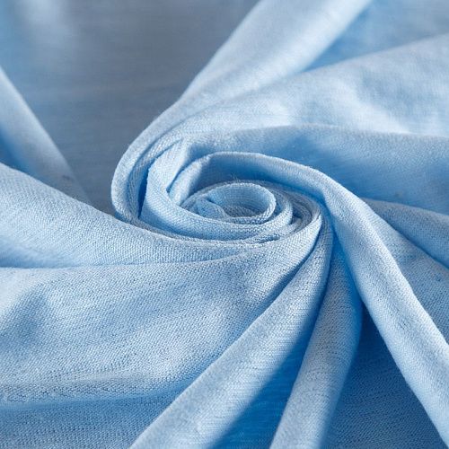 Трикотаж льняной 056-16601 голубой однотонный