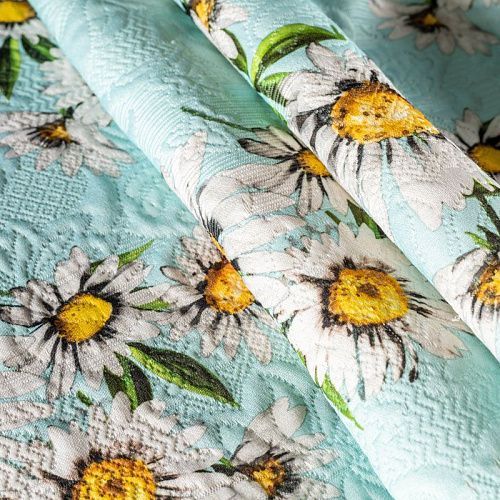 Жаккард К13-216 голубой принтованный