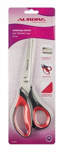 Ножницы зигзаг Aurora 5 мм 230 мм AU489A черно-красный
