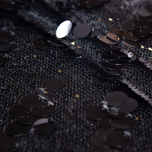 Пайетки конфетти на сетке 050-19874 черный