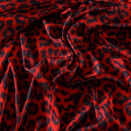 Шелк синтетический 065-13925 красный принтованный