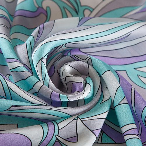 Шелк натуральный Emilio Pucci 064-19151 мятно-лавандовый принтованный