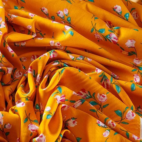 Штапель 069-13559 тыквенный принтованный