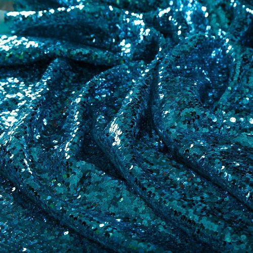 Пайетки на сетке 055-16844 бирюзово-голубой