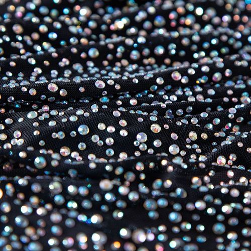 Сетка трикотажная со стразами Swarovski 050-19867 черный