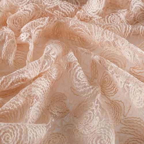 Вышивка на сетке 050-19074 пудрово-персиковый