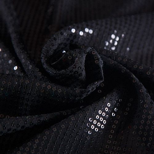 Пайетки на шелковом шифоне 055-16854 черный