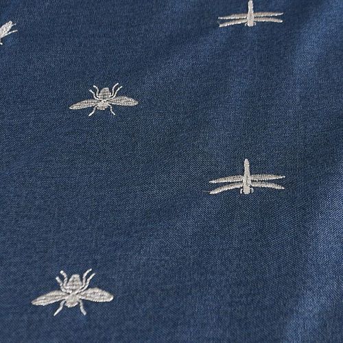 Ткань костюмная с вышивкой 025-12277 синий деним