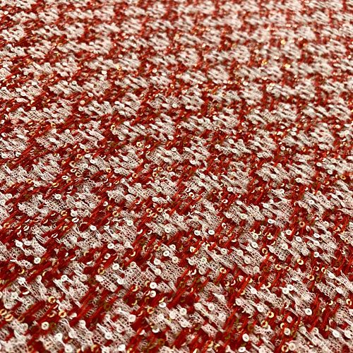 Твид шанель К13-864 красно-белый с пайетками