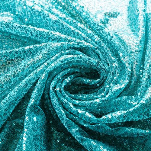 Пайетки на сетке 055-02824 бирюзово-зеленый однотонный