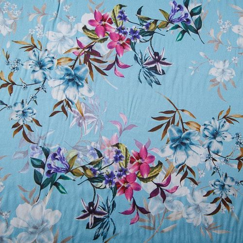 Шелк синтетический 065-13594 голубой принтованный