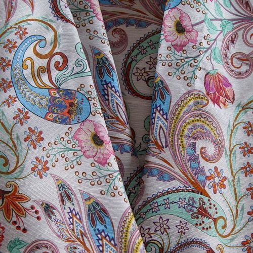 Шелк-вискоза 064-12319 светло-серый принтованный