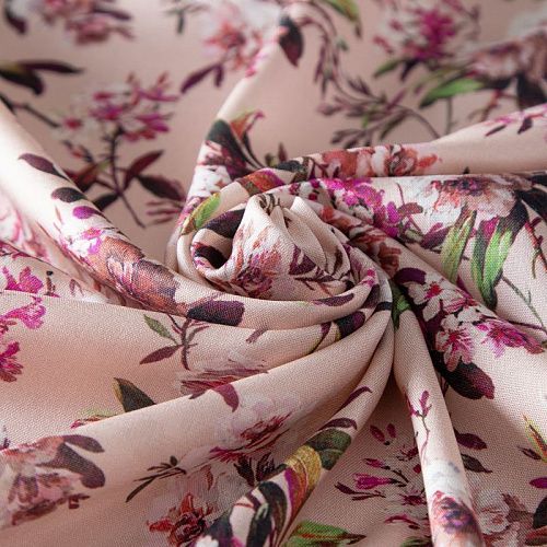 Шерсть-шелк плательная 066-20285 розовый пломбир принтованный