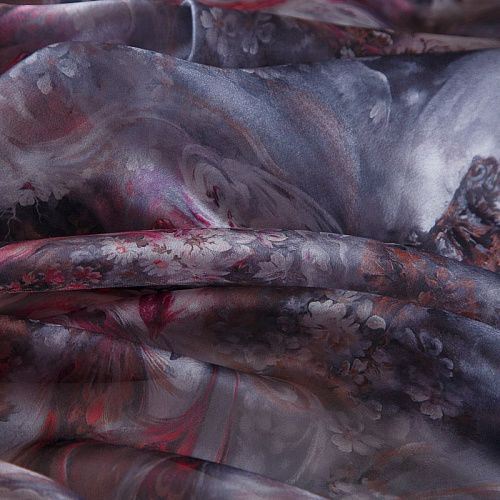 Шифон 068-17461 серый принтованный