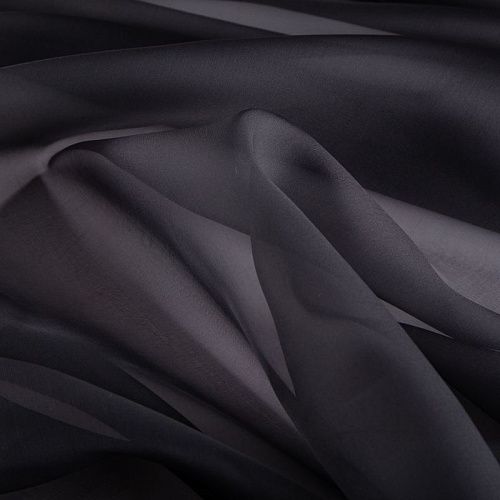 Органза шелковая 039-20068 черный однотонный