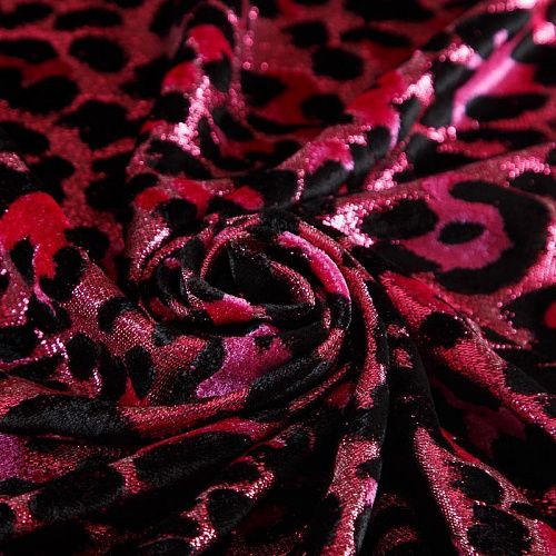 Бархат стрейч с люрексом 002-19096 фуксия/черный