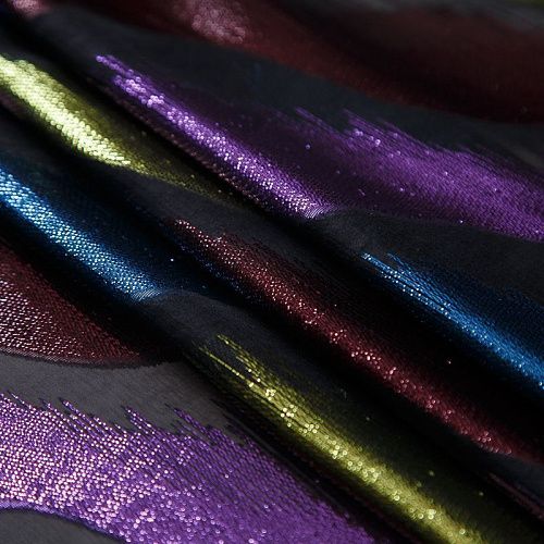 Шифон с люрексом 068-19166 черный мультиколор