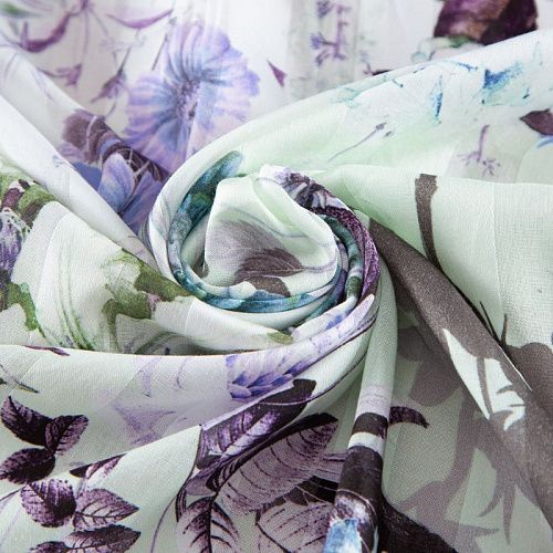 Хлопок 063-20280 разбеленный салатовый принтованный