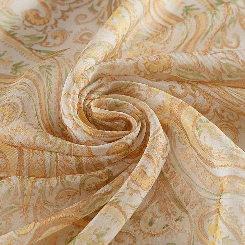Шифон 068-17375 разбеленный желтый принтованный