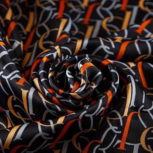 Шелк синтетический 065-13793 черный принтованный