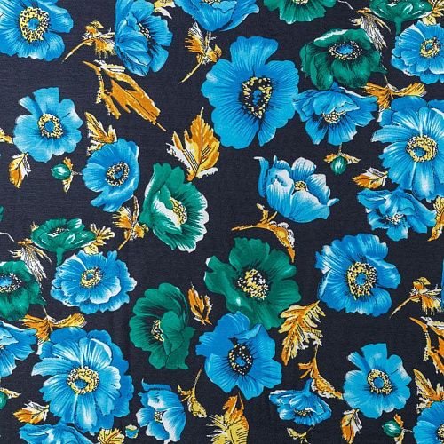 Креп 026-08356 черный принтованный