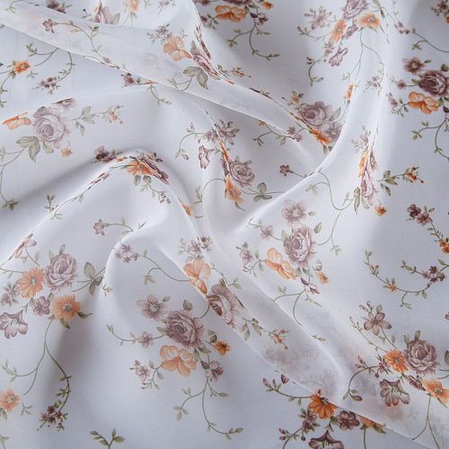 Тюль вуаль без утяжелителя 03-01-13786 белый принтованный