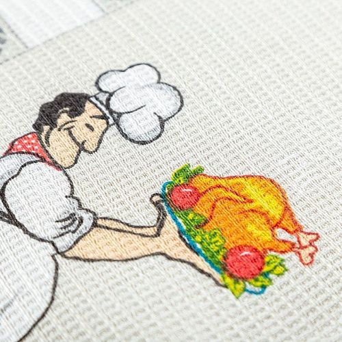 Полотно вафельное 007-03530 светло-серый принтованный