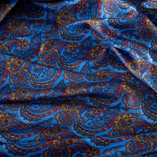 Твил-шелк натуральный 064-19918 синий принтованный