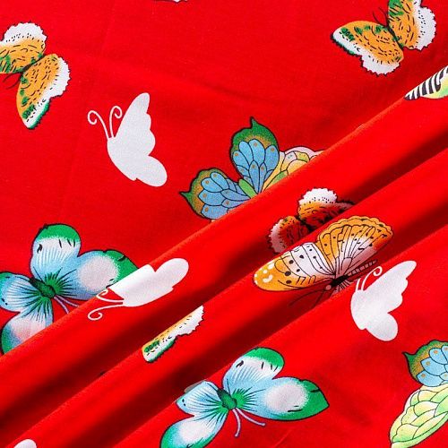 Штапель 069-01600  col.2 красный принтованный