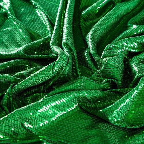 Ткань с пайетками 055-03037 зеленый однотонный