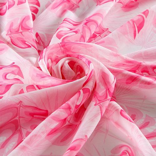 Шифон 068-13081 розовый принтованный