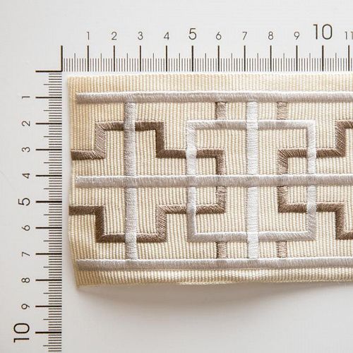 Бордюр жаккардовый 7 см 0000-357-104-006 молочным с серым