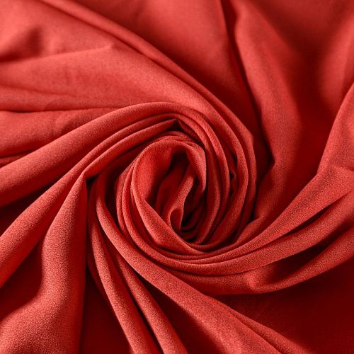 Крепдешин синтетический 029-08978 кораллово-красный однотонный