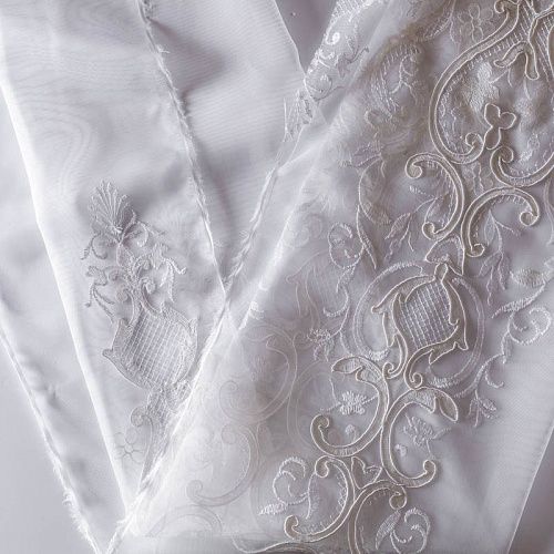 Тюль сетка с вышивкой 529-01-213 молочный