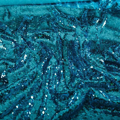 Пайетки на сетке 055-16844 бирюзово-голубой