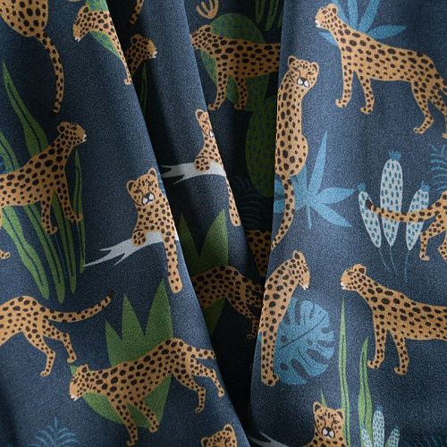 Шелк натуральный 064-12193 темно-синий принтованный