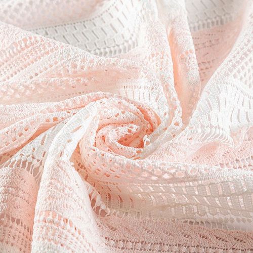 Гипюр-макраме К21-1076 бело-розовый