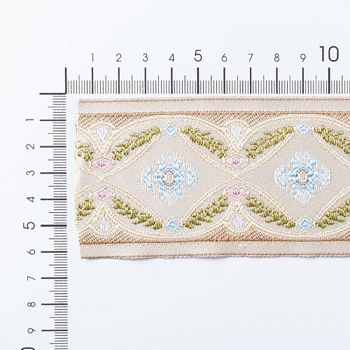 Бордюр велюровый 6 см 0000-357-104-026 бежевый с узором