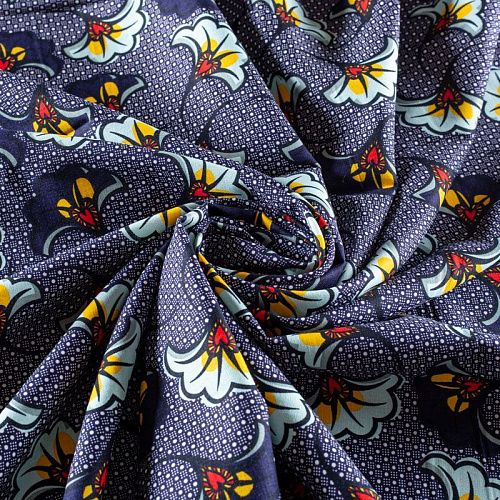 Лен-вискоза 035-00941 синий принтованный