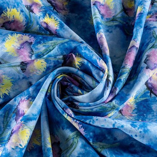 Хлопок К28-786 сине-голубой принтованный