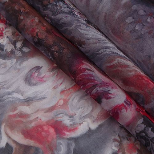 Шифон 068-17461 серый принтованный