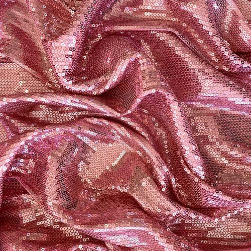 Ткань с пайетками К28-019 розовый однотонный