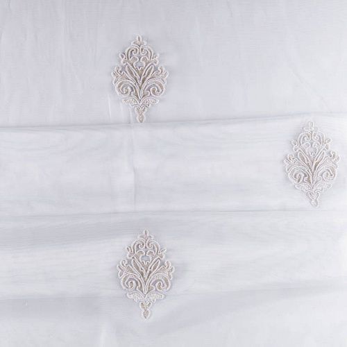 Тюль сетка с вышивкой 529-01-204 молочный