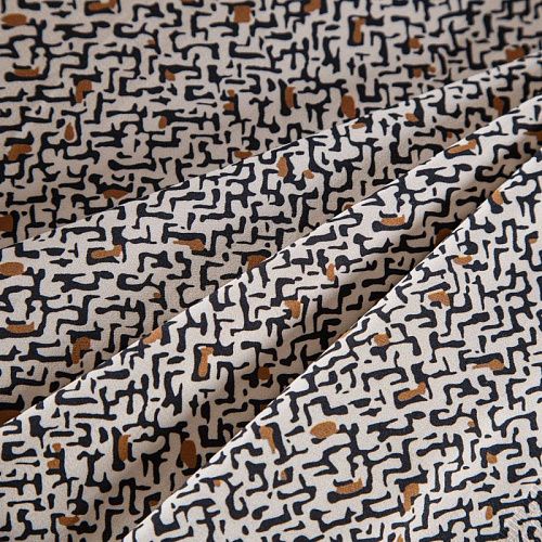 Коттон стрейч 063-12322 молочный принтованный