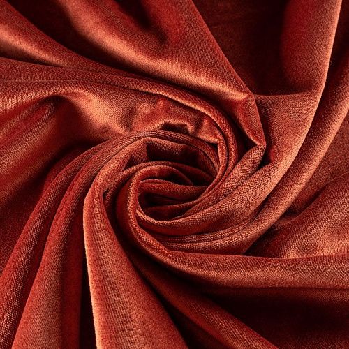 Ткань портьерная бархат 529-02-150 оранжево-терракотовый однотонный