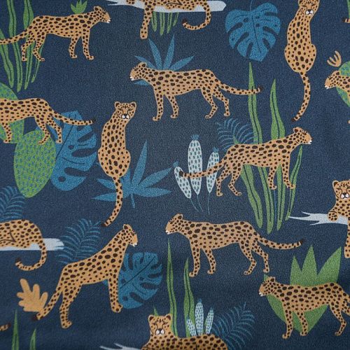 Шелк натуральный 064-12193 темно-синий принтованный